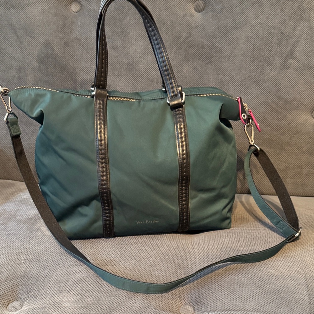 Vera Bradley Teal and Black Nylon Tote Bag - Picture 1 of 10
